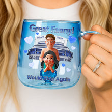 Load image into Gallery viewer, Great Fanny! Would Ride Again – Personalized Naughty Couple 3D Heart Glass Mug 3D Heart Glass Mug PopCulturePrints
