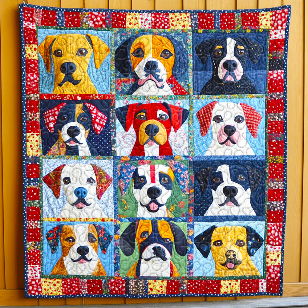 Colorful Boxers Dog Christmas Quilt Set for Dog Lovers Blanket PopCulturePrints