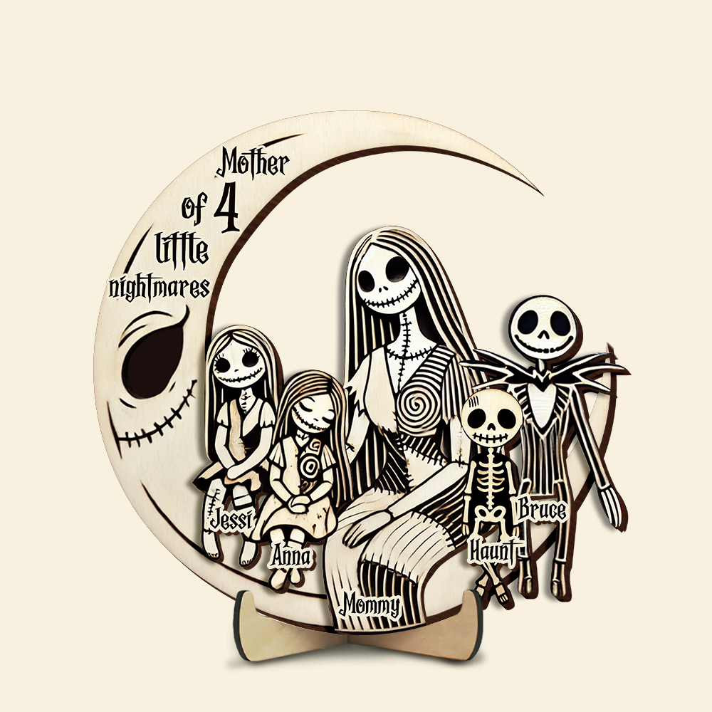 “Embrace the Night: A Tribute to Motherhood” - Personalized Nightmare Mom Wood Sign - Unique Gift for Mom, Grandma, and More Wood Sign PopCulturePrints