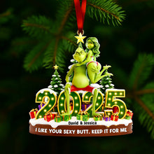 Load image into Gallery viewer, “Celebrate Your Love with Humor” - Playful Green Couple Ornament - Personalized Gift for Couples Ornament PopCulturePrints