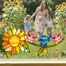 Load image into Gallery viewer, “Sunshine and Love: A Heartfelt Gift for Mom” - Sunflower Suncatcher Ornament, Personalized Gift for Moms and Grandmas Ornament PopCulturePrints