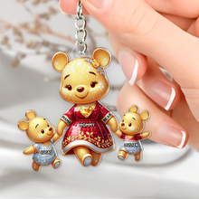 Load image into Gallery viewer, "Cherish the Moments with Mama Bear Keychain" - Personalized Keychain Gift for Mom, Grandma, and Loved Ones Keychains PopCulturePrints