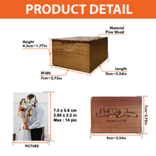 Load image into Gallery viewer, Personalized Wooden Photo Box for Couples - The Adventure Begins Wooden Photo Box PopCulturePrints