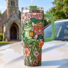 Load image into Gallery viewer, Jesus Mean Frog Tumbler With Handle - Personalized Gifts For Christian 01PAQN170726 Tumbler Cup PopCulturePrints