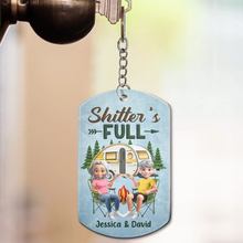 Load image into Gallery viewer, "Adventure Awaits!" - Personalized Keys To The Camper Aluminum Keychain - Perfect Gift for Couples and Campers Aluminum Keychain PopCulturePrints
