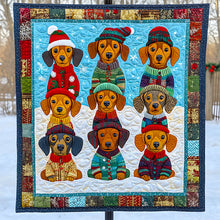 Load image into Gallery viewer, Festive Dachshund Christmas Quilt Bed Set - Perfect Gift for Dog Lovers Blanket PopCulturePrints