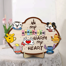 Load image into Gallery viewer, My Grandkids Warm My Heart - Personalized Wood Sign Gift for Grandma Wood Sign PopCulturePrints
