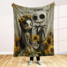 Load image into Gallery viewer, Personalized Halloween Couple's Blanket - Custom Names & Unique Design | Valentine's Day Gifts Blanket PopCulturePrints