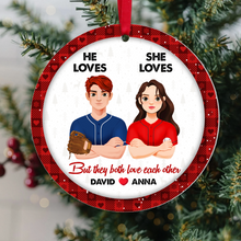 Load image into Gallery viewer, Custom Baseball Lovers Ornament | Personalized Couple Gift | Valentine's Day Gifts Ornament PopCulturePrints
