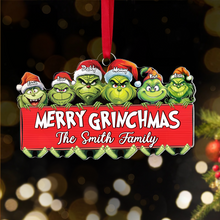 Load image into Gallery viewer, Personalized Merry Grinchmas Family Christmas Ornament Ornament PopCulturePrints