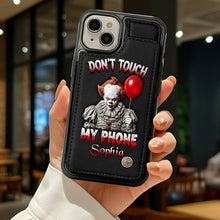 Load image into Gallery viewer, “Don’t Touch My Phone, William” - Customizable Scary Movie Characters Leather Wallet Case - Perfect Gift for Horror Movie Fans Phone Case PopCulturePrints