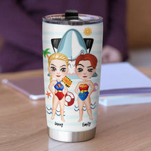 Load image into Gallery viewer, Personalized Beach Bestie Tumbler - Fight a Shark for You Design Tumbler Cup PopCulturePrints