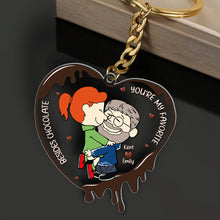 Load image into Gallery viewer, Personalized Heart Acrylic Keychain for Couples - You're My Favorite Keychains PopCulturePrints