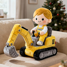 Load image into Gallery viewer, Digging Dreams: Cute Kid Operating Excavator Custom Shape Pillow - Personalized Gift for Kids Pillow PopCulturePrints