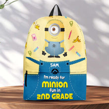 Load image into Gallery viewer, Personalized Minion-themed Kids Backpack - Ready for Fun in School Backpack PopCulturePrints