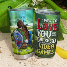 Load image into Gallery viewer, Personalized Gamer Couple Tumbler - Unique Valentine's Day Gifts with Love Vows Tumbler Cup PopCulturePrints