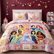 Load image into Gallery viewer, “Bring Enchantment to Your Child’s Room” - Lovely Fairy Tale Princesses Quilt Bedding Set - Personalized Gift for Kids