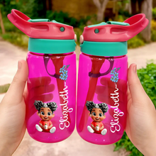 Load image into Gallery viewer, Personalized Kids Water Bottle With Straw - Birth Flower Design for Joyful Hydration Kids Water Bottle With Straw PopCulturePrints