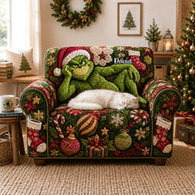Load image into Gallery viewer, Grouchy Mischief Maker Quilted Sofa Cover - A Fun Personalized Christmas Gift for Everyone