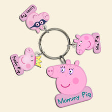 Load image into Gallery viewer, Custom Mommy Pig Keychain with Personalized Charms Keychains PopCulturePrints