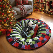 Load image into Gallery viewer, “Embrace the Spooky Side of Love” - Spooky Love Quilted Round Mat - Personalized Gift for Couples Doormat PopCulturePrints