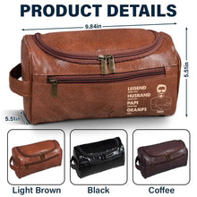 Load image into Gallery viewer, Legendary Husband & Dad - Personalized Leather Toiletry Bag Leather Toiletry Bag PopCulturePrints