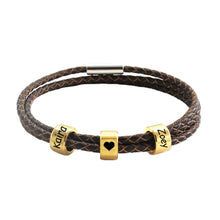 Load image into Gallery viewer, Custom Family Name Braided Leather Bracelet for Dad Bracelets PopCulturePrints