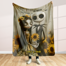 Load image into Gallery viewer, Personalized Halloween Couple's Blanket - Custom Names & Unique Design | Valentine's Day Gifts Blanket PopCulturePrints