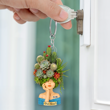 Load image into Gallery viewer, “Plant Happiness with Every Gift” - Pot Head Succulent & Cactus Girl - Personalized Gift for Gardening Enthusiasts Keychains PopCulturePrints