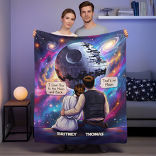 Load image into Gallery viewer, Love You to the Moon and Back - Cosmic Couple Blanket Personalized Blanket PopCulturePrints
