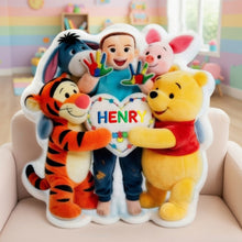 Load image into Gallery viewer, “Happiness is a hug from friends!” - Custom Photo Cute Friends Pillow, Perfect Personalized Gift for Kids with Autism Pillow PopCulturePrints
