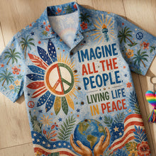 Load image into Gallery viewer, Imagine All the People Living Life in Peace - Personalized Hawaiian Shirt for Peace Lovers Hawaiian Shirts PopCulturePrints