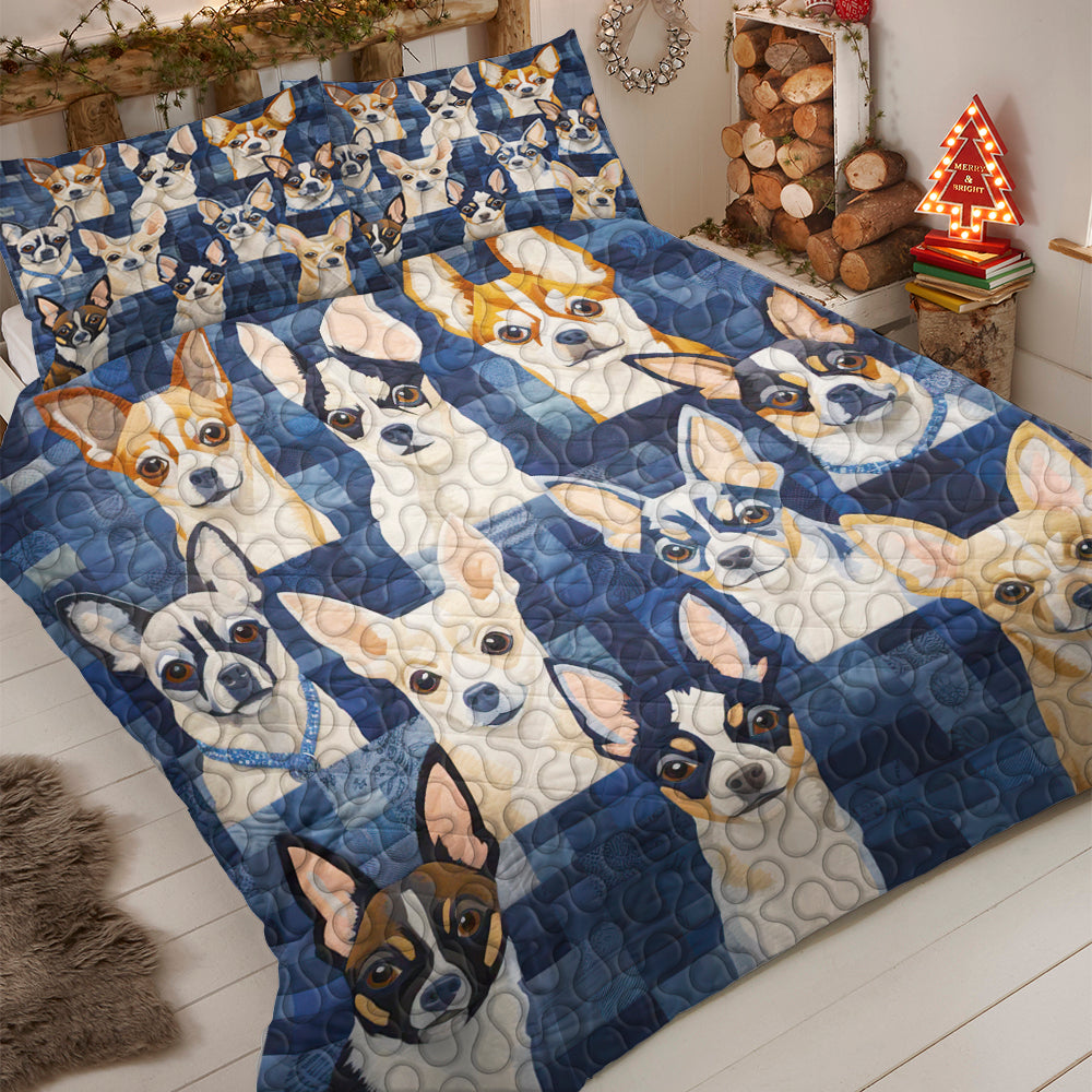 Chihuahua Lover's Christmas Quilt Bed Set - Delightful Dog Gifts Blanket PopCulturePrints