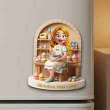 Load image into Gallery viewer, Life is Short, Make it Sweet - Personalized Sweet Baking Girl Fridge Magnet Fridge Magnet PopCulturePrints