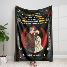 Load image into Gallery viewer, Personalized Galaxy Adventure Couple Blanket - Custom Valentine's Day Gifts Blanket PopCulturePrints