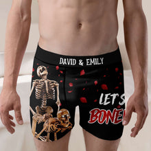 Load image into Gallery viewer, Let's Bone - Personalized Couple Boxer Shorts Boxer Briefs PopCulturePrints