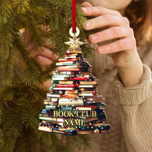 Load image into Gallery viewer, Personalized Christmas Ornament for Book Lovers with Custom Book Club Name Ornament PopCulturePrints