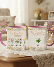 Load image into Gallery viewer, "My Grandkids make my life more grand" – Personalized Floral Accent Mug for Grandma Coffee Mug PopCulturePrints
