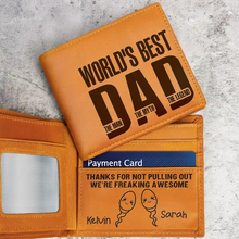Load image into Gallery viewer, World's Best Dad - The Man Myth Legend - Personalized Engraved Leather Wallet Engraved Leather Wallet PopCulturePrints