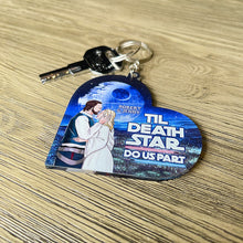 Load image into Gallery viewer, Personalized Couples Keychain - 'Til Death Star Do Us Part Keychains PopCulturePrints