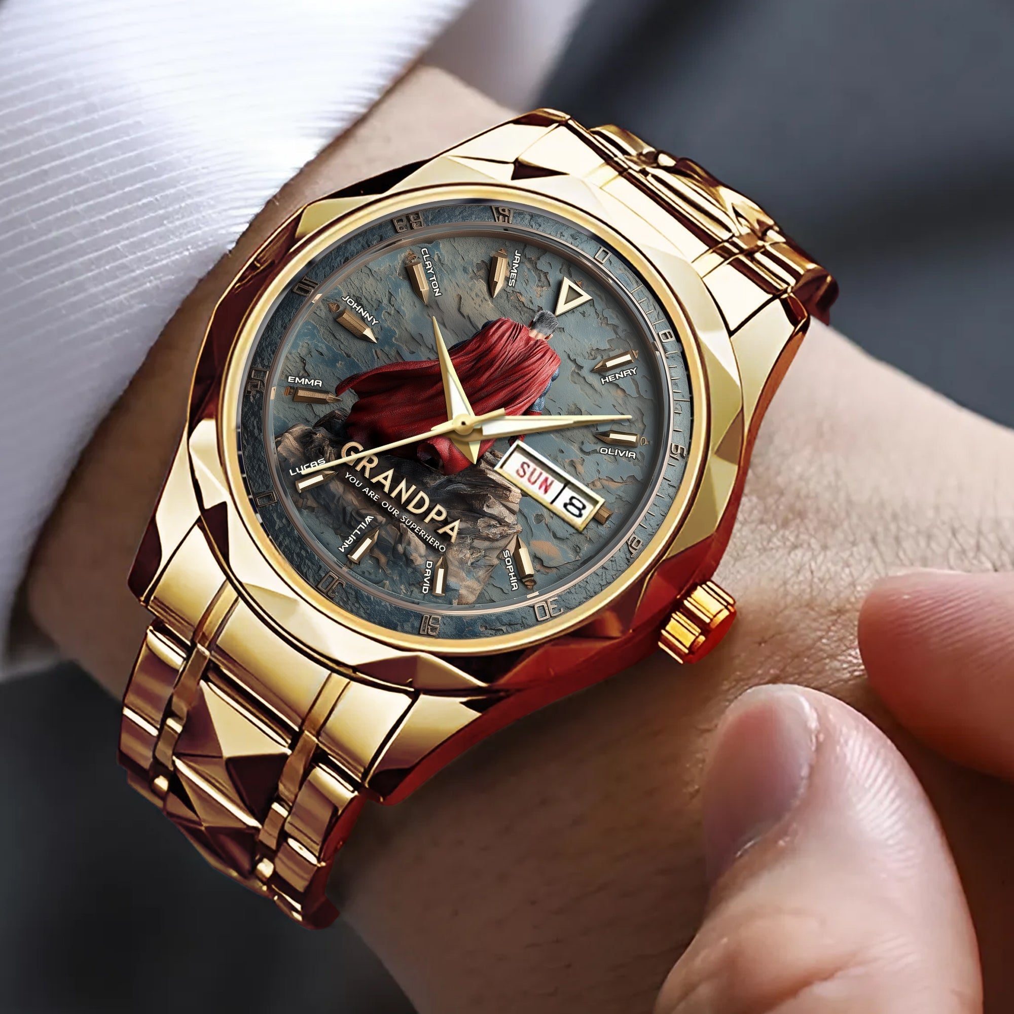 "You Are Our Superhero" - Proud Grandpa Men's Watch - Personalized Gift for Dad & Grandpa Men's Watch PopCulturePrints