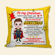 Load image into Gallery viewer, Personalized Inspirational Pillow for Grandson - Believe in Yourself Pillow PopCulturePrints