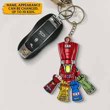 Load image into Gallery viewer, Customizable Dad Keychain: Superhero Fist Bump Design Keychains PopCulturePrints
