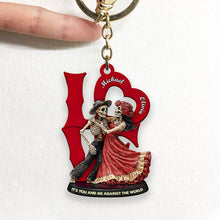 Load image into Gallery viewer, Personalized Skull Couple Keychain - Unique Love Gift for Couples Keychains PopCulturePrints