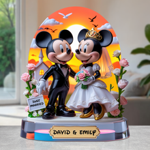 Load image into Gallery viewer, Celebrate Love with Our Just Married Couple Acrylic Plaque - Personalized Gifts for Couples Shaped Plaques PopCulturePrints