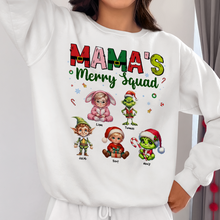 Load image into Gallery viewer, Mama's Merry Squad Personalized Christmas Sweatshirt Shirts PopCulturePrints