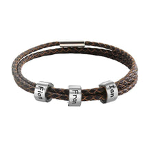 Load image into Gallery viewer, Custom Family Name Braided Leather Bracelet for Dad Bracelets PopCulturePrints