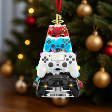 Load image into Gallery viewer, 🎄 'Level Up Your Holiday Spirit!' - Gaming Tree Christmas Ornament - Personalized Gift for Gamers 🎮 Ornament PopCulturePrints