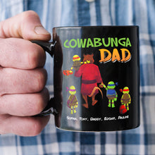 Load image into Gallery viewer, Cowabunga Dad Personalized Coffee Mug With Kids' Names Coffee Mug PopCulturePrints