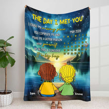 Load image into Gallery viewer, Personalized Cartoon Couple Blanket - The Day I Met You Blanket PopCulturePrints